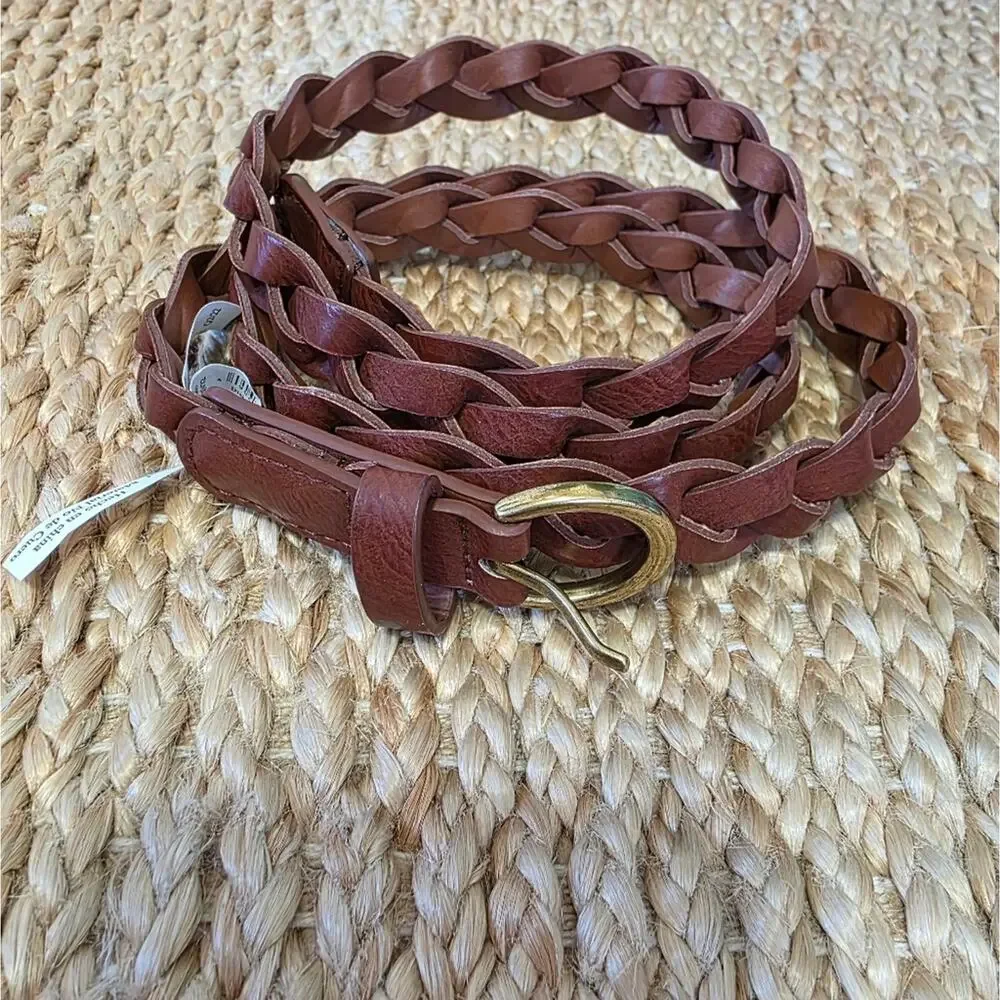 Target Braided Non Leather Brown Belt Womens L Casual Equestrian Vegan